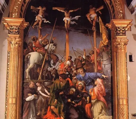 Monte San Giusto. Crocifissione - Lorenzo lotto. Chiesa di Santa Maria della Pietà in Telusiano